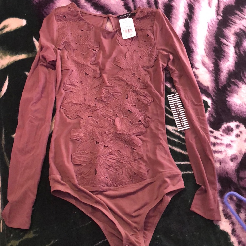 Appliqué mesh bodysuit